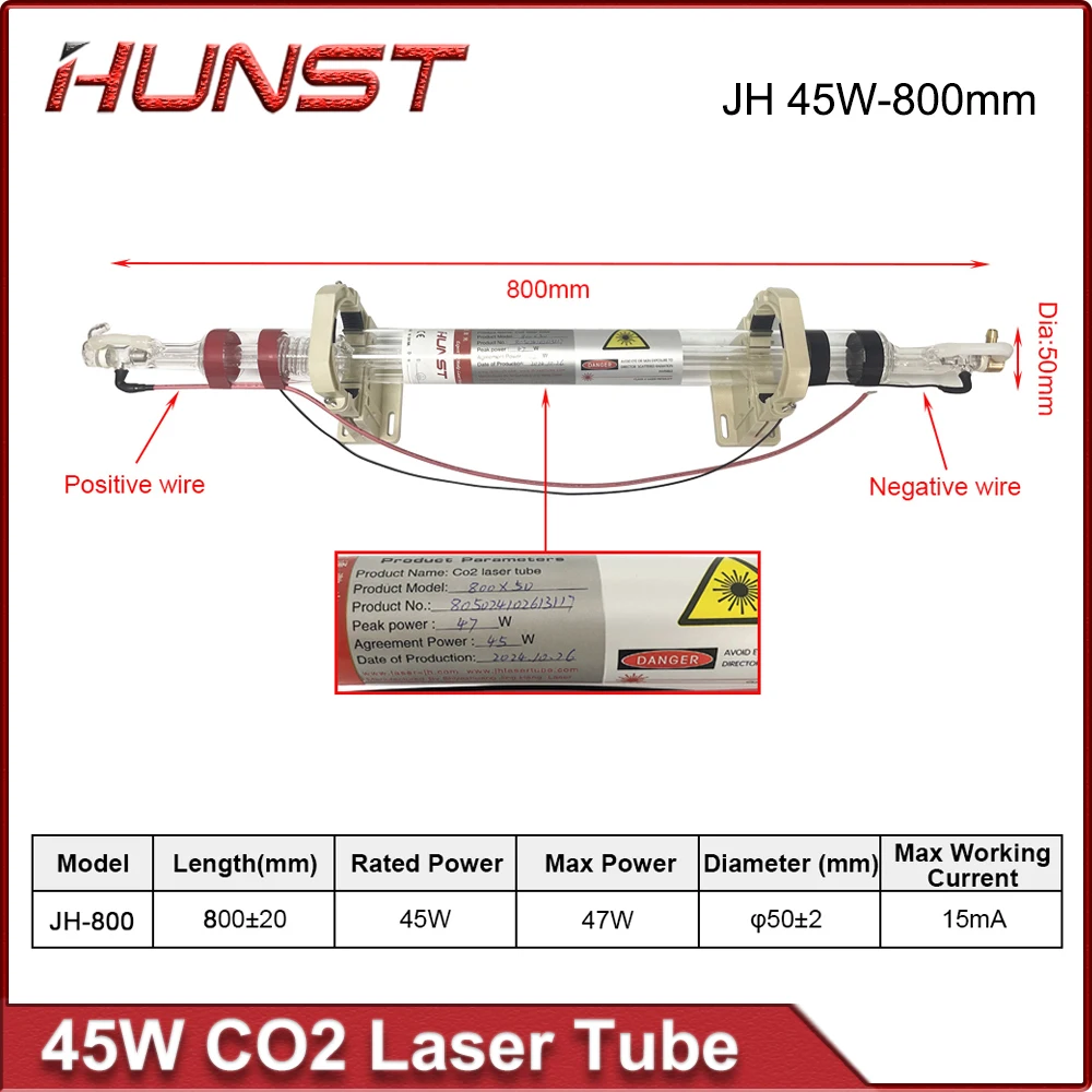Hunst JH-800 мм 45 Вт CO2 лазерная трубка диаметром 50 длина лазерной лампы 800 для