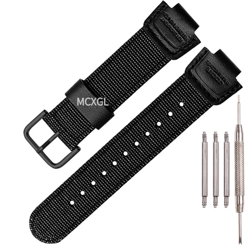 Ремешок нейлоновый кожаный для Casio DW5600 GA110 GA2100 AWG-M100, мужской наружный спортивный браслет для часов, аксессуары для часов, 16 мм
