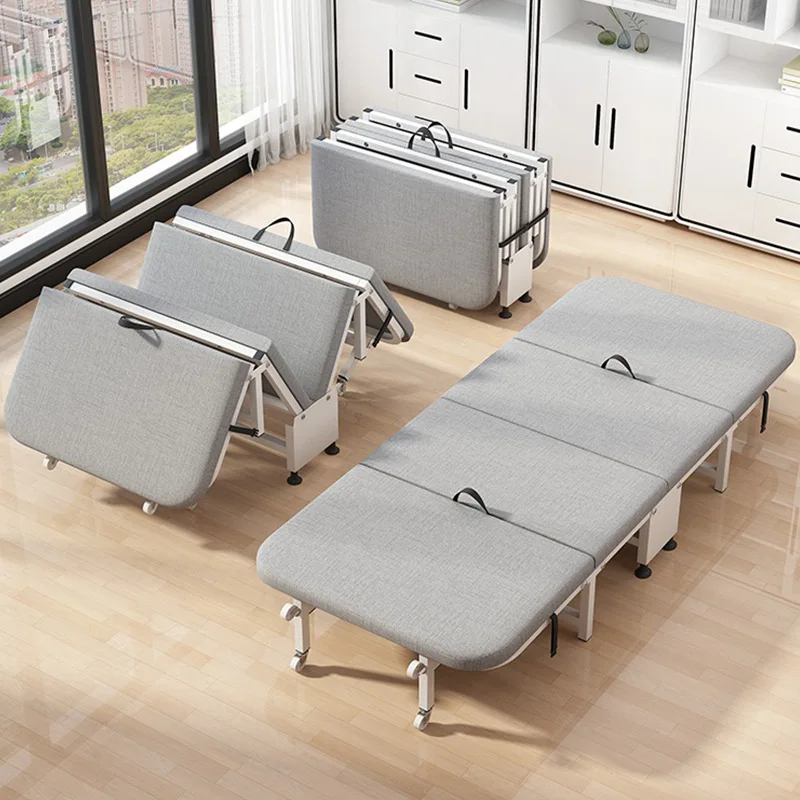 

Portable Folding Bed Single Home Office Lunch Nap Bed Room Simple Marching Bed with Iron Frame Single Sofa Bed