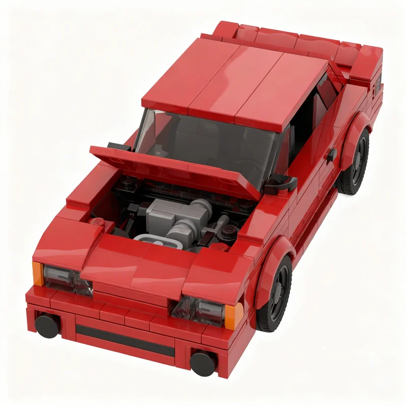 438 деталей MOC Ford Mustang Foxbody Cobra City Champions, модель-конструктор, строительные блоки, рождественский подарок, DIY-набор для детей (art.: 3920dc679dc71) - 3920dc679dc71