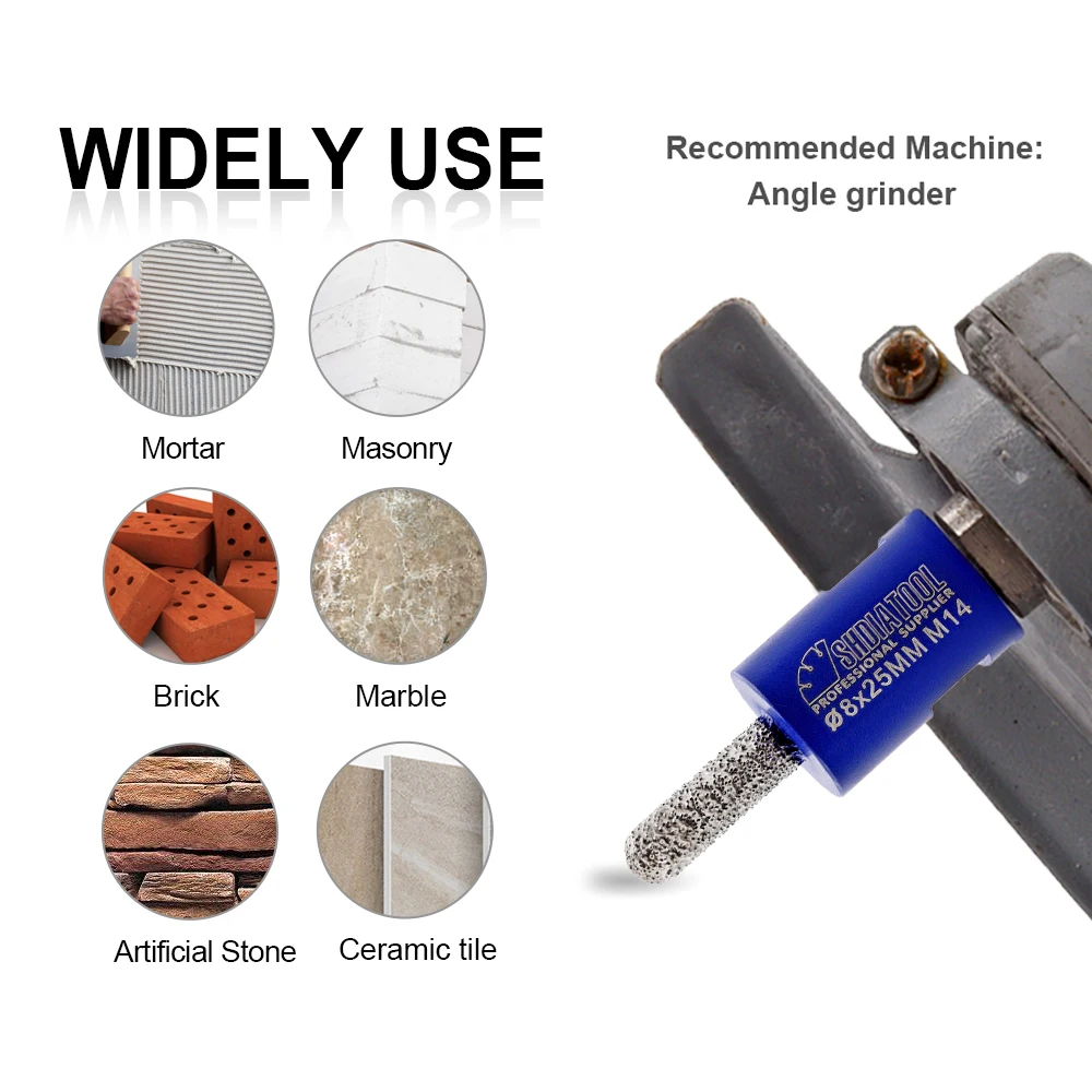 Алмазный вакуумный припой SHDIATOOL набор из 2 сменных насадок диаметром 8 мм и 14 для