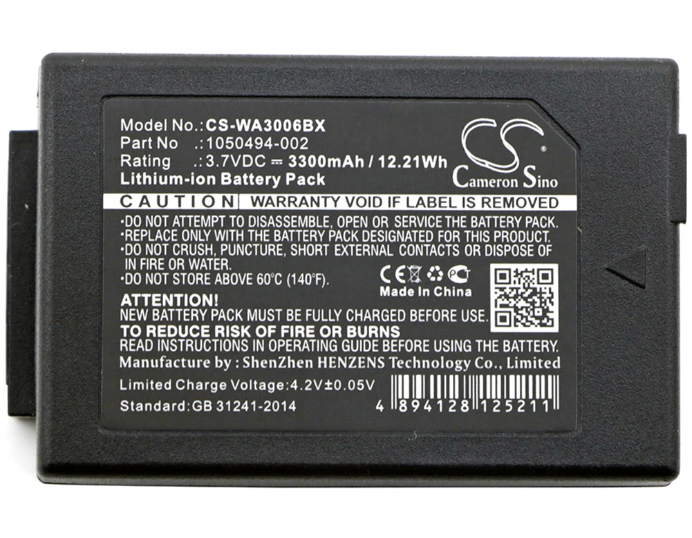 

Cameron Sino 3300mA Battery for Psion 1050494,7525,7525C,7527,G1,G2,WA3006,WA3010 1050494,1050494-002,WA3006,WA3020