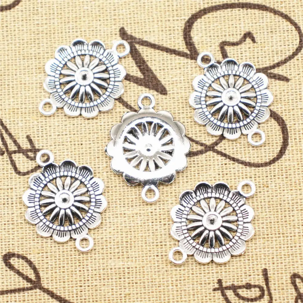 

Соединитель с цветочным узором Jewelri Metal 22x29 мм старинный серебряный цвет 20 штук