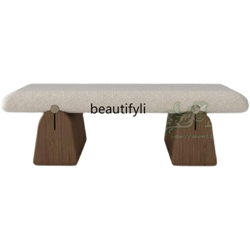 

zq Light Luxury Solid Wood Home Shoe Changing Stool Simple Living Room Mall Long Rest Stool Bedroom Bed End Stool