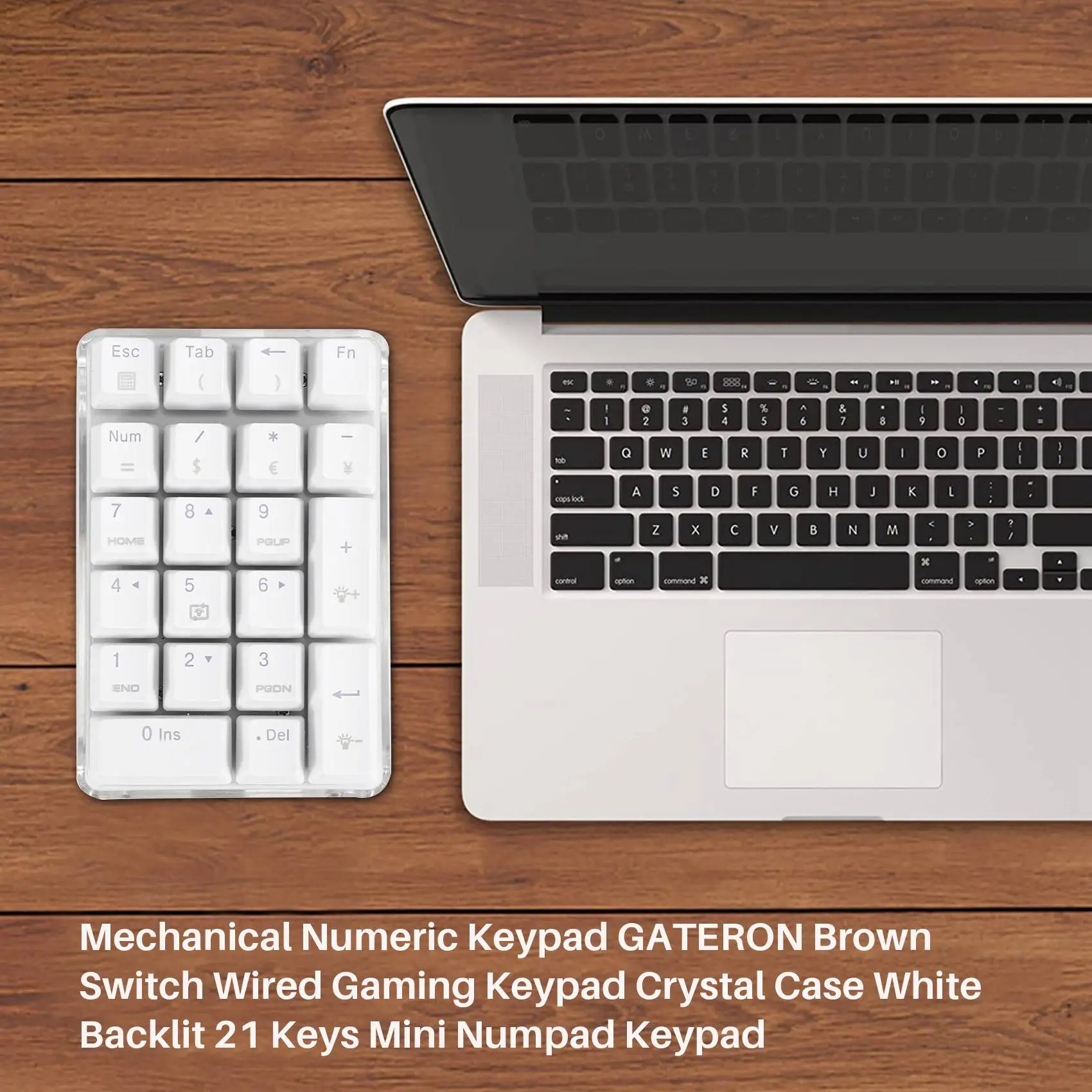 

Механическая цифровая клавиатура GATERON, коричневый переключатель, проводная игровая клавиатура, кристаллическая Стандартная Белая подсветка, 21 клавиша, мини-клавиатура