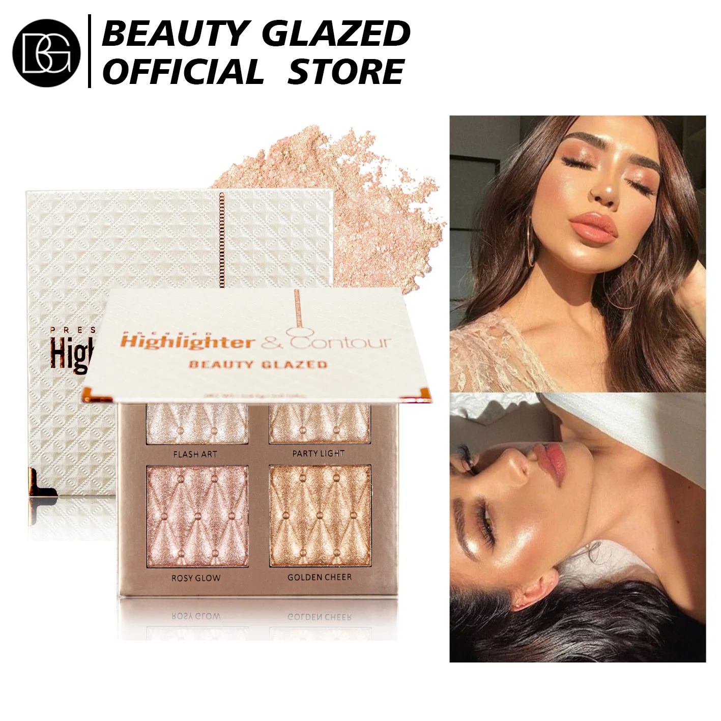 

BEAUTY GLAZED 4-color Makeup Highlighter Palette Bronzer Highlight repair high light for skin color eye shadow