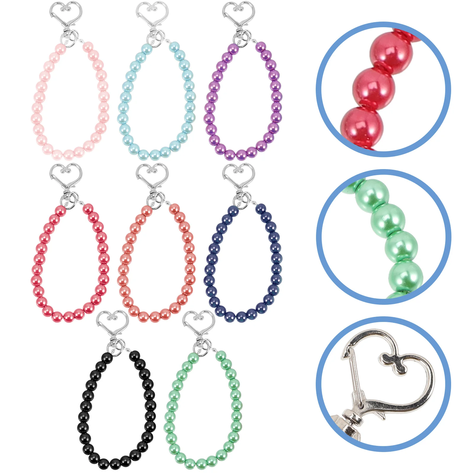 

Keychain Pearl Wristlet Bracelet Key Ring Hand Wrist Bangle Keyring Bag Charms Beaded Lanyard