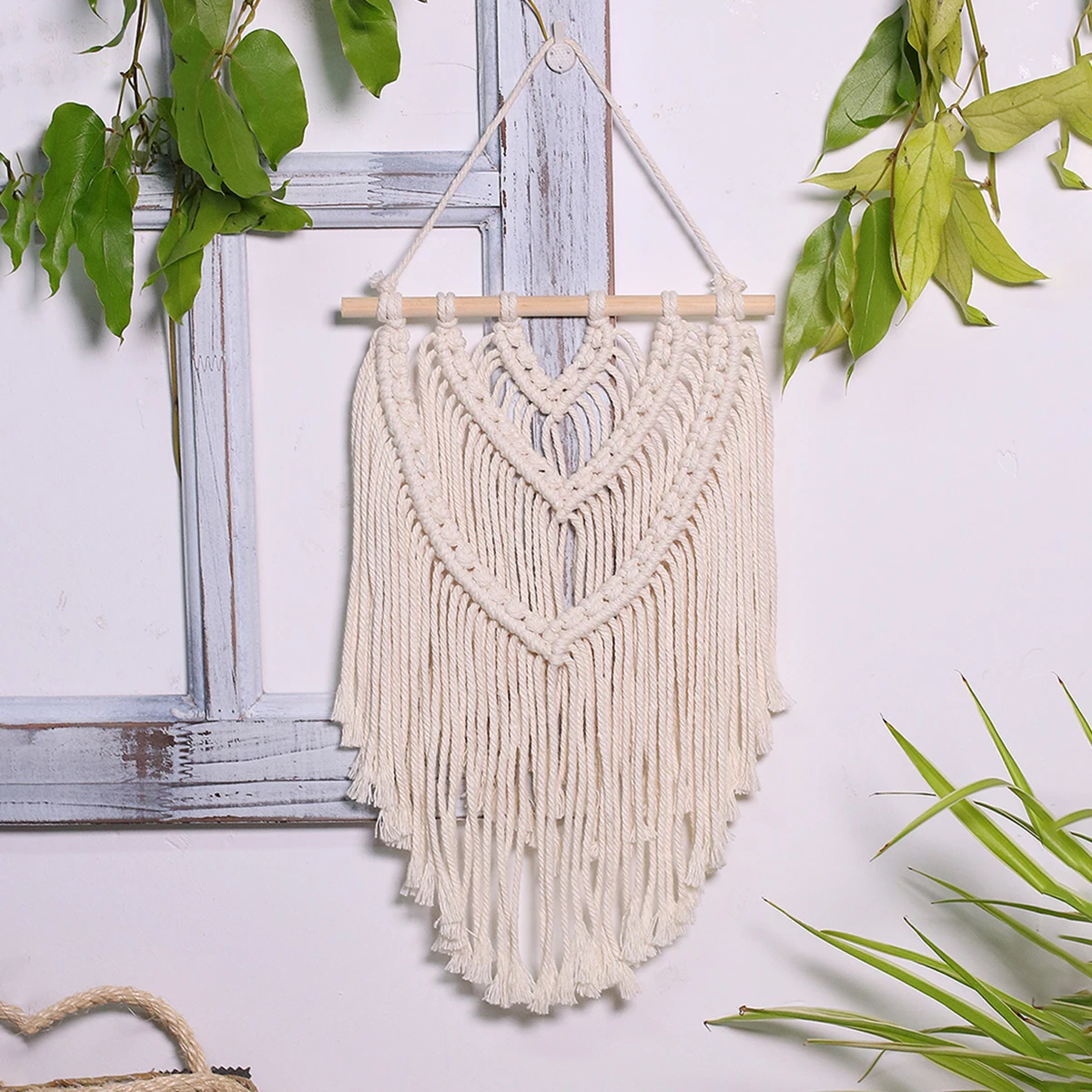 

Macrame Wall Tapestry Boho Home Decor Aesthetic Room Decoration Accessories Hanging Bohemian Bedroom Leaf Tassel Ornaments House