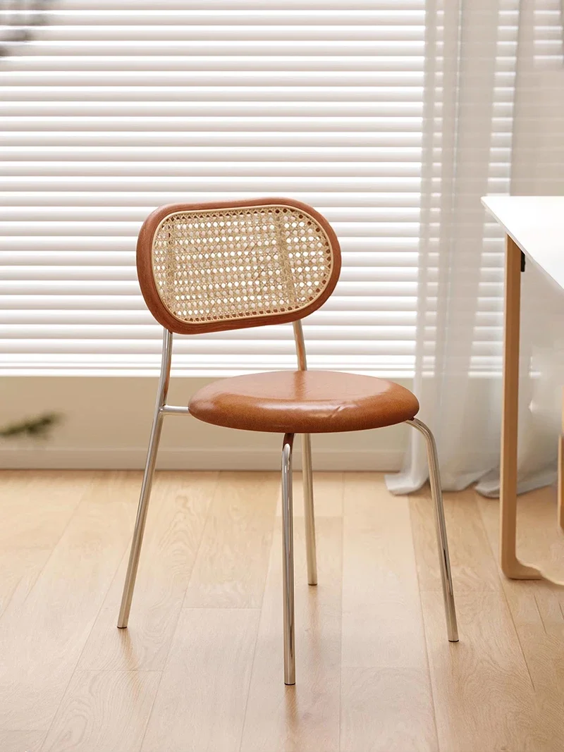 Современный минималистичный дизайнерский обеденный стул ретро из ротанга
