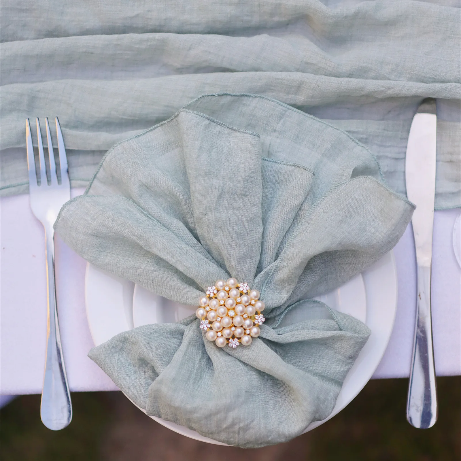 

12PCS Voile Cotton Cloth Napkins 46cmx46cm Bohemian Gauze Wedding Dining Table Sevring Hand Towels 18inch Square Napkins