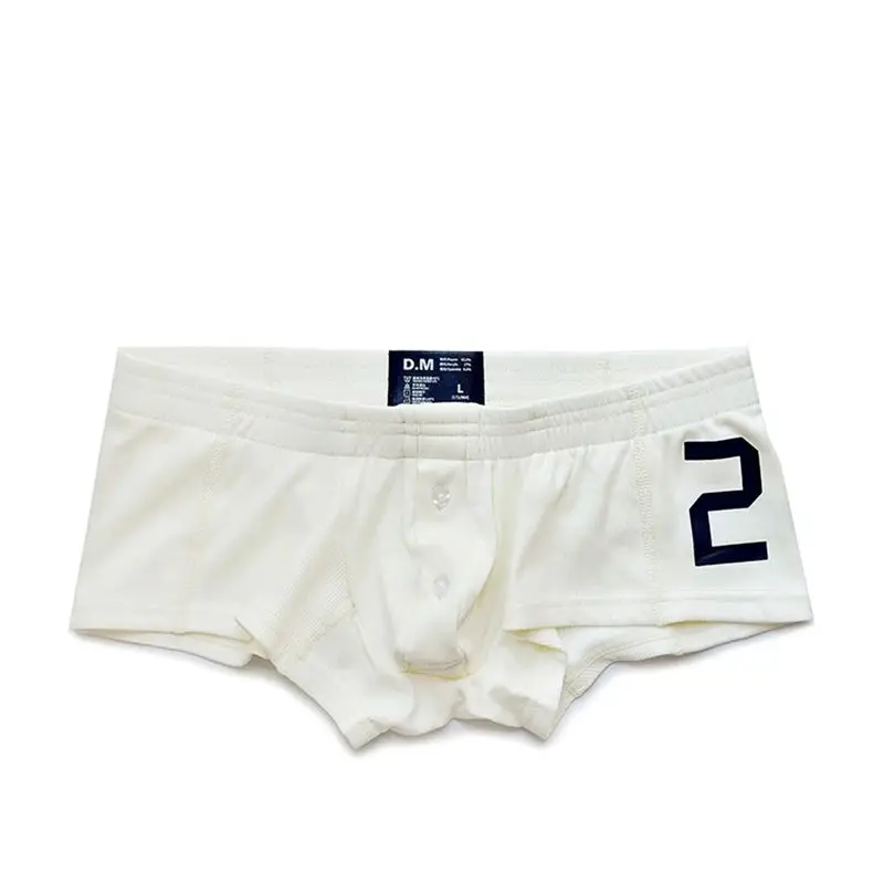 Men's Underwear Low Waist Sexy Boxer Briefs Button Letter Gay Briefs Fashion Capsule Wear