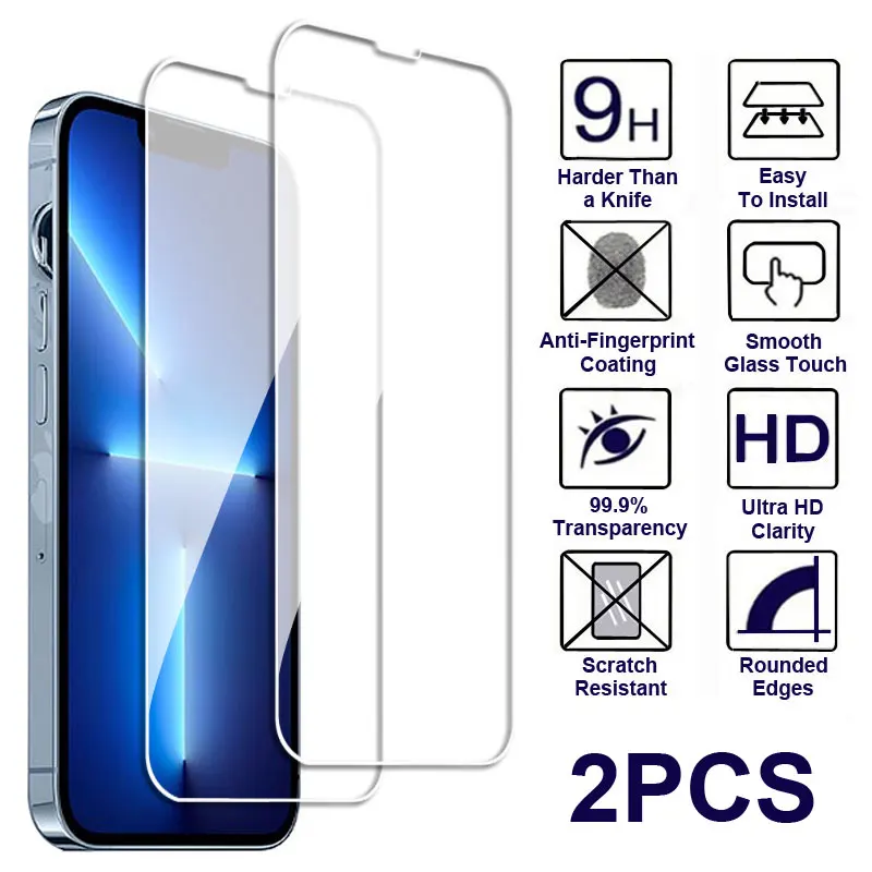 Закаленное стекло твердостью 9H для iPhone защитная пленка экрана 13 14 15 Pro Max Plus 11 12 2