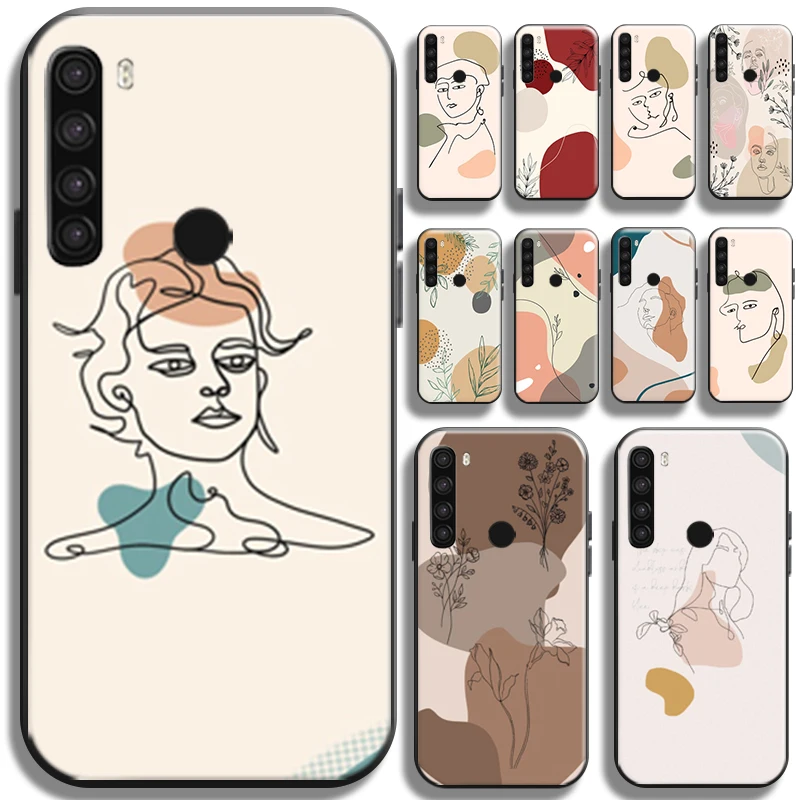 

Abstract Art Flower Line Phone Case For Xiaomi Redmi Note 8 8T 8 Pro For Redmi 8 8A Back Coque Funda Shockproof Shell Cases