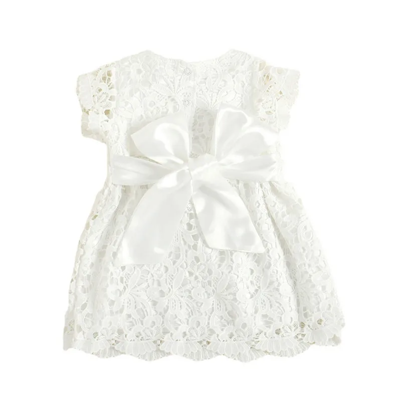 

Детское кружевное платье с цветочным рисунком, ажурные платья с круглым вырезом и коротким рукавом для маленьких девочек