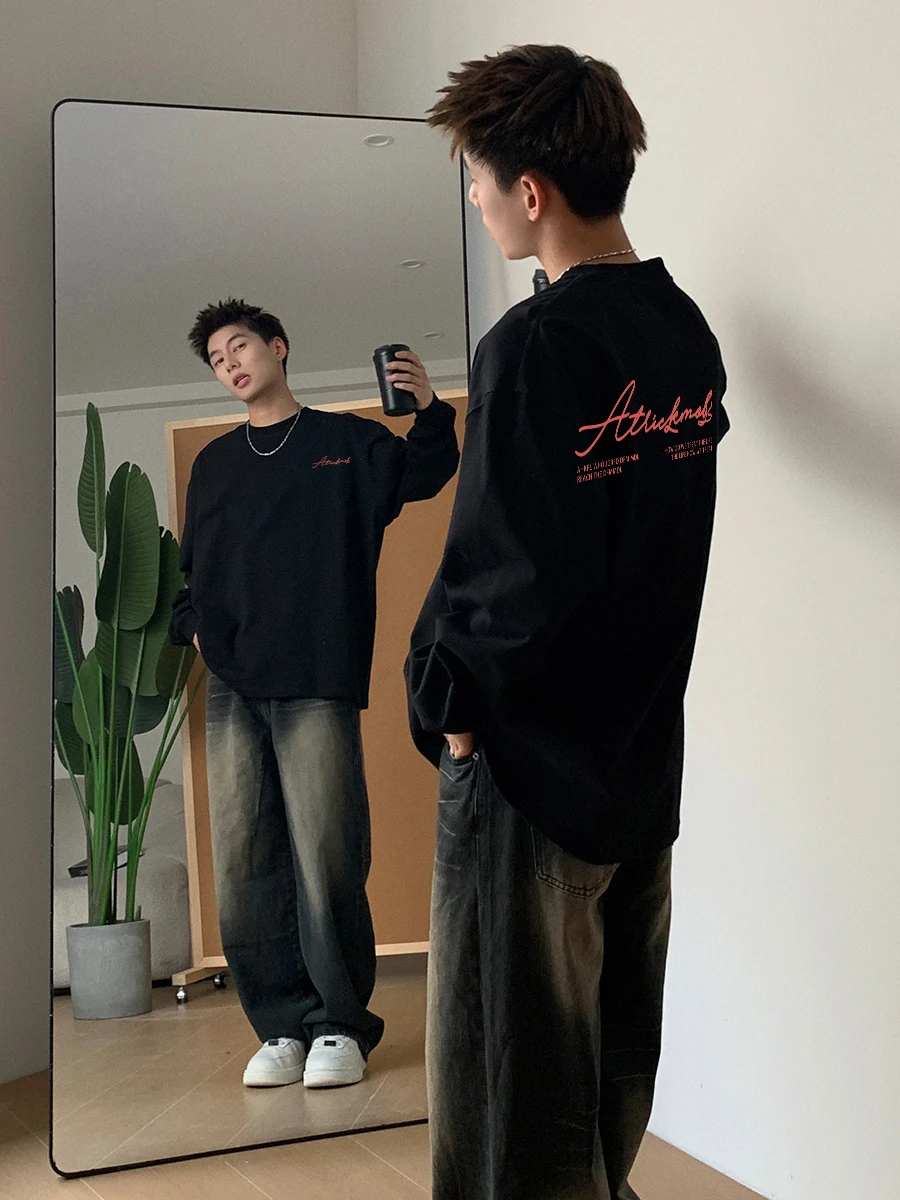 Черная рубашка с длинными рукавами мужская осенне-зимняя новая американская