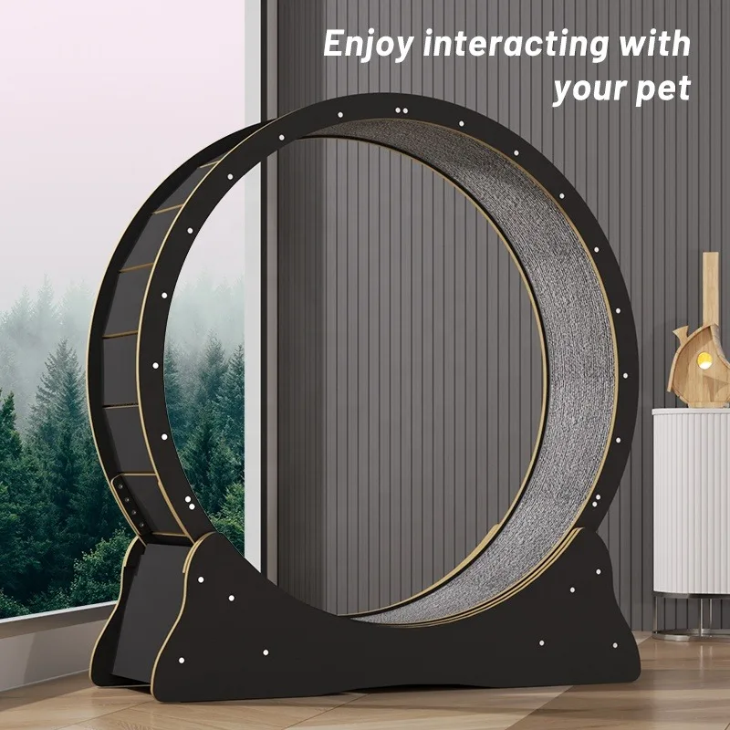 Wooden Pet Tread Exercise Running Wheel Interactive Anti Depression Fiber Board Cat Dog Fun Treadmill Toy Small Animal Supplies