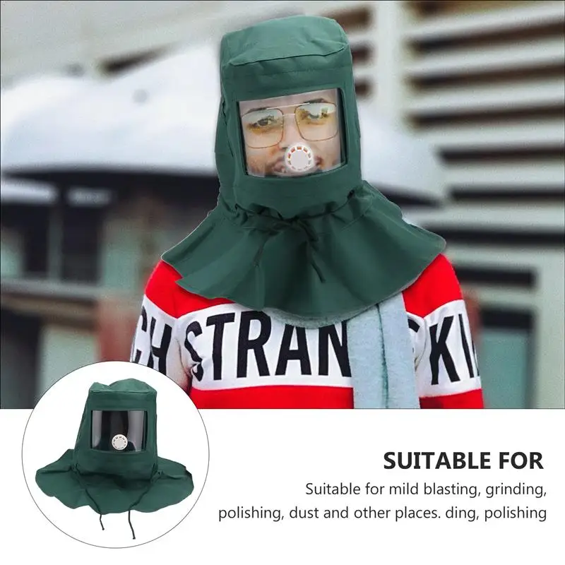 Sandblasting Full Face Mask Sanding Paint Dust Cap Sand Blasting Hood Abrasive Sandblaster Mask Wind Dust Anti Protective Tool
