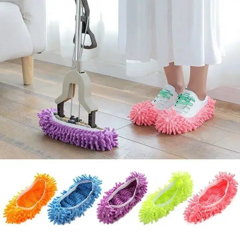 

10PCS Chenille Dust Mop Slippers Foot Socks Mop Caps Multi-Function Floor Cleaning Lazy Shoe Covers Dust Hair Cleaner