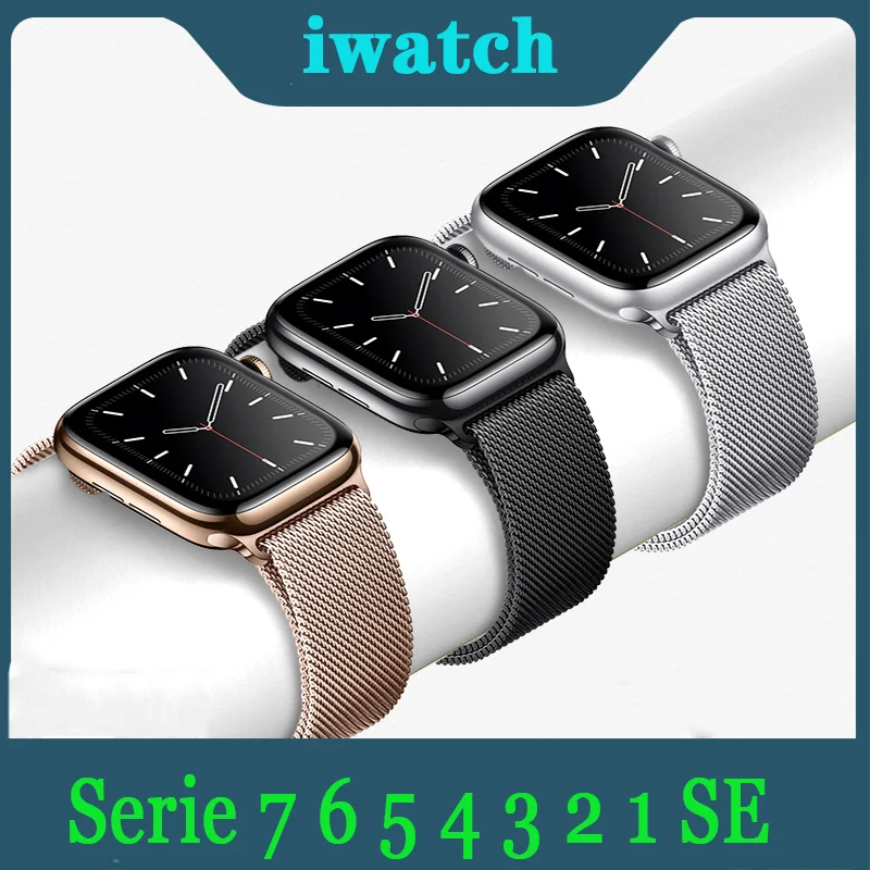 

Strap For Apple watch Band 44mm 40mm 38mm 42mm Accessories Magnetic Loop smartwatch bracelet iWatch series 7 4 5 6 SE 45mm 41mm