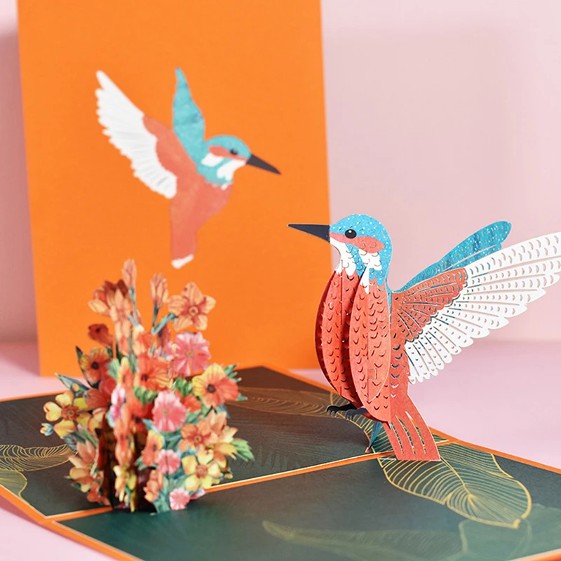 

3D Pop Up Hummingbird Birthday Card with Envelope Animal Greeting Cards Handmade Gift Mothers Day Anniversary for Wife Women Mom