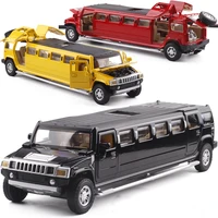 132 diecast hummer lengthen limousine metal alloy car model pull back flashing musical high simulation kids toy vehicles gift