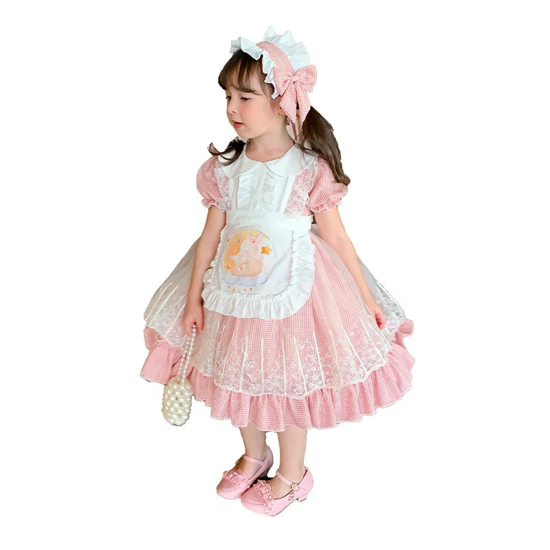 

2022 Summer Lace Girls Dress High-end Spanish Princess Dress Puff Lolita Dress Baby Birthday One Year Old Dress Maid Dress