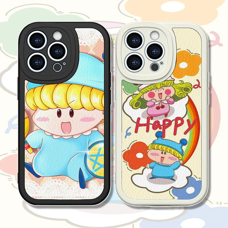 

Cartoon Mirumo de Pon Comic Anime ミルモでポン！Lens Protection Leather Phone Case For iPhone11 12 13min 14 15Pro XSMax XR 8Plus Cover