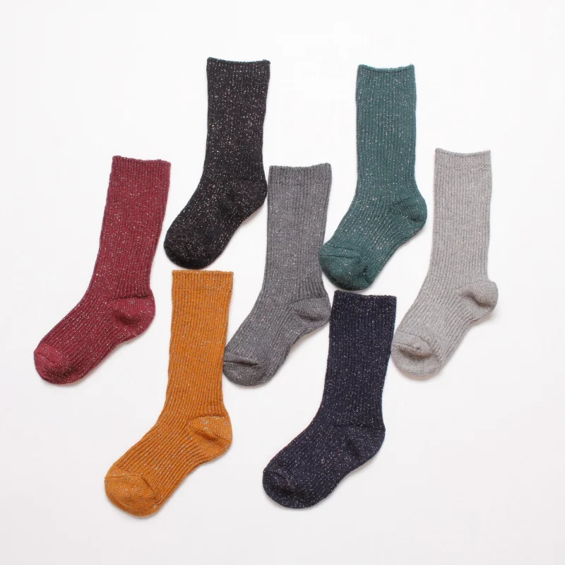 Silver Silk Children Bunching Socks Autumn and Winter New Cotton Sock Tube Socks 4006