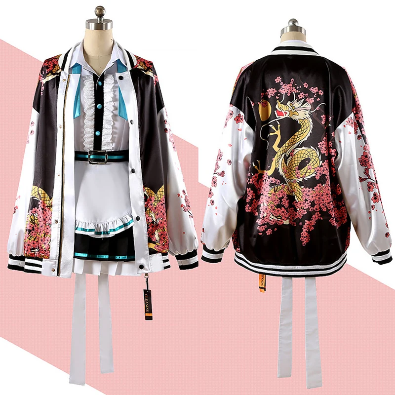 Новый костюм для косплея Mikamo Neru синий архив пальто с цветочным принтом дракона
