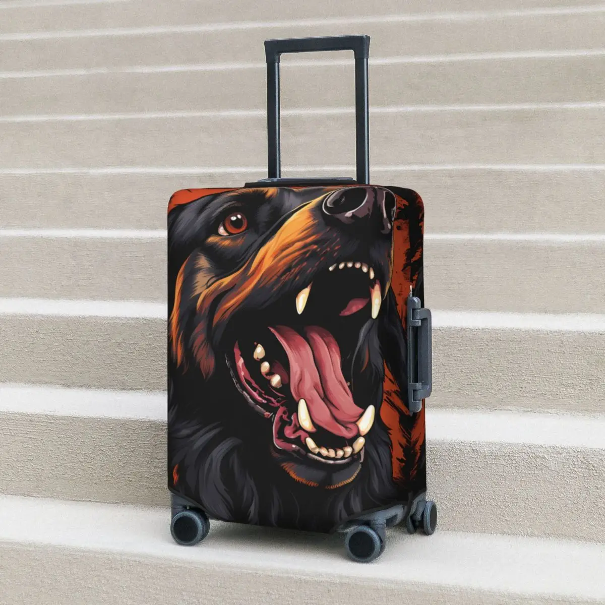 

Scary Animal Suitcase Cover Dog Big Mouth Holiday Cruise Trip Fun Luggage Case Protector