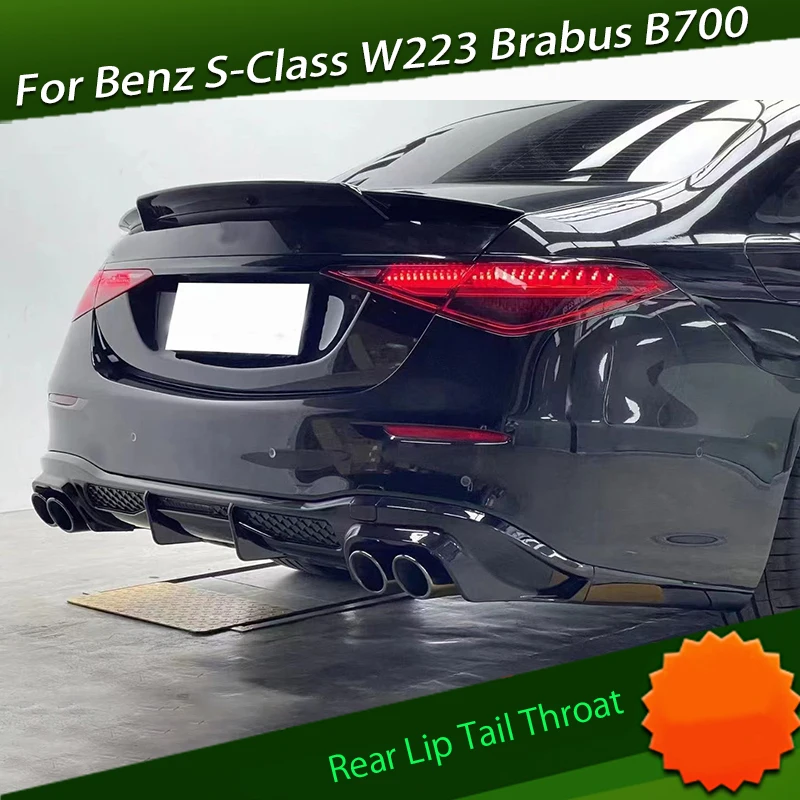 Комплект из углеродного волокна ярко-черного цвета для Mercedes-Benz S-Class W223 Brabus B700, заднее крыло, задняя губа, хвост