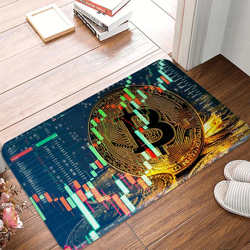 

Bitcoin Prayer Rug Non-slip Kitchen Mat Home Living Room Carpet Doormat Entrance Door Rugs Carpets Bath Foot Bathroom Floor Mats