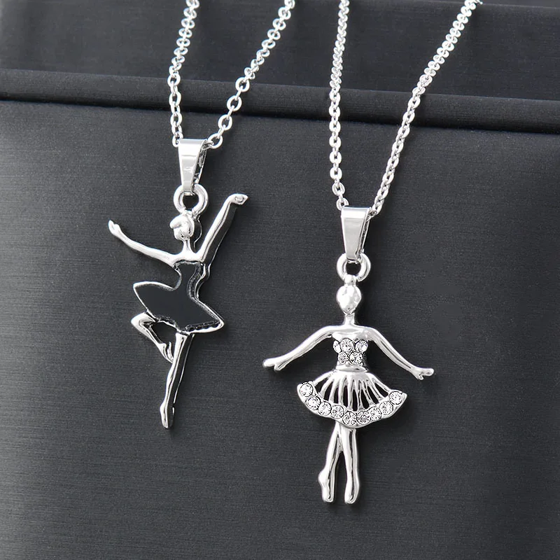 

SINLEERY Classic Ballet Girl Silver Color Choker Stainless Steel Necklace For Women Female necklace accessories XL006 SSK