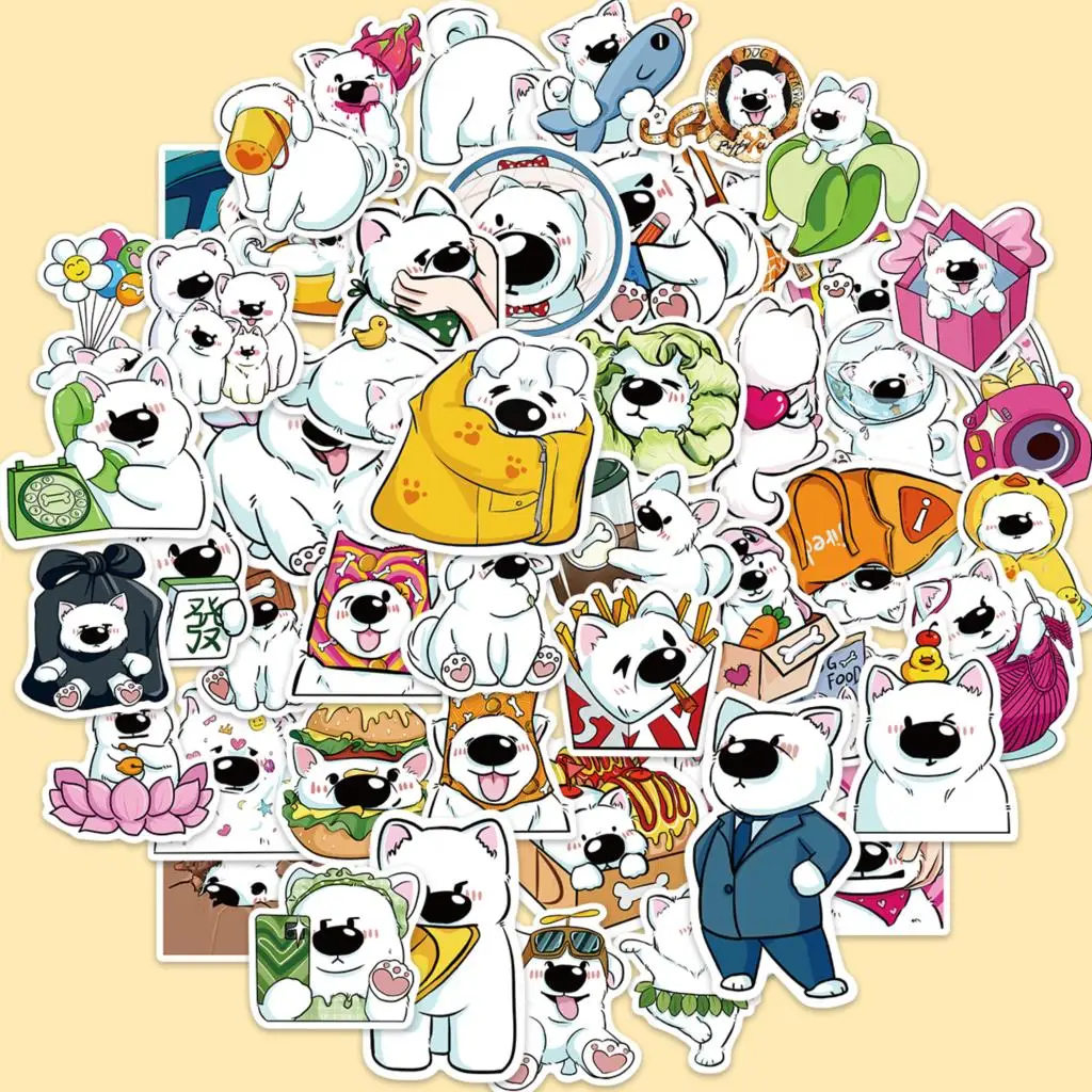 10/50pcs Samoyed Cute Cartoon Dog Stickers Bike Book Helmet 