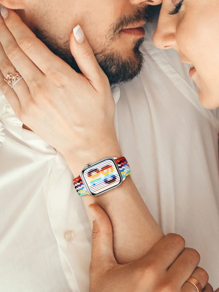 Ремешок Плетеный для Apple Watch band 44 мм 45 40 41 42 Ultra 2 49 Соло-браслет iWatch Series 9 8 7 6 5 4 SE