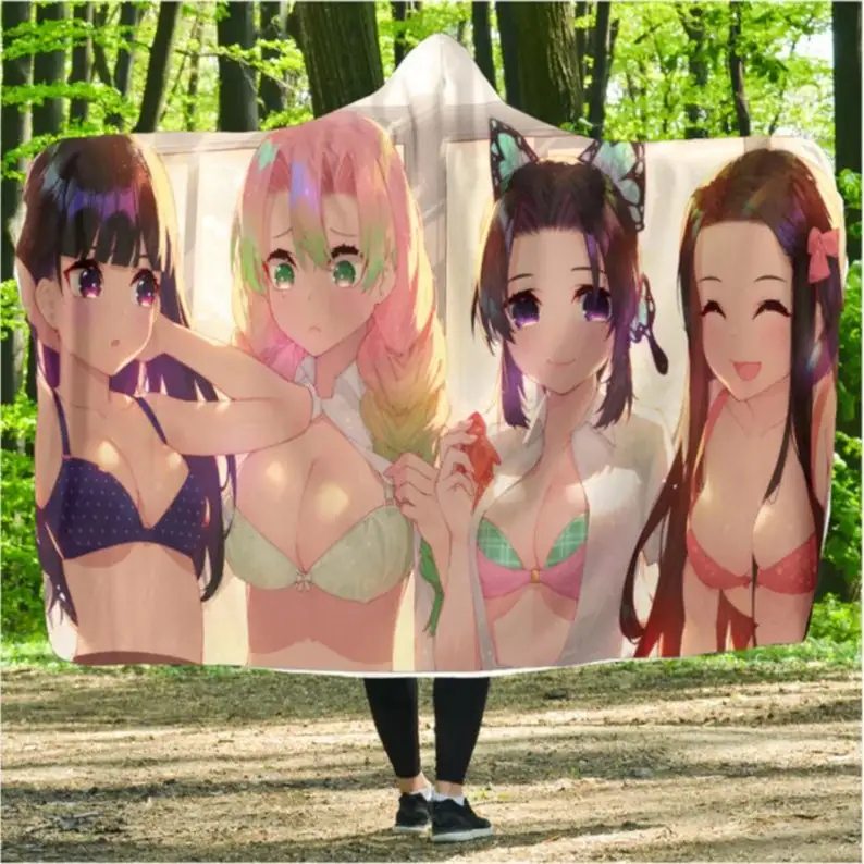 

Одеяло Kimetsu No Yaiba с капюшоном для девушек, одеяло с капюшоном из аниме, одеяло с капюшоном для рассеянных демонов, одеяло для фанатов манги, по...