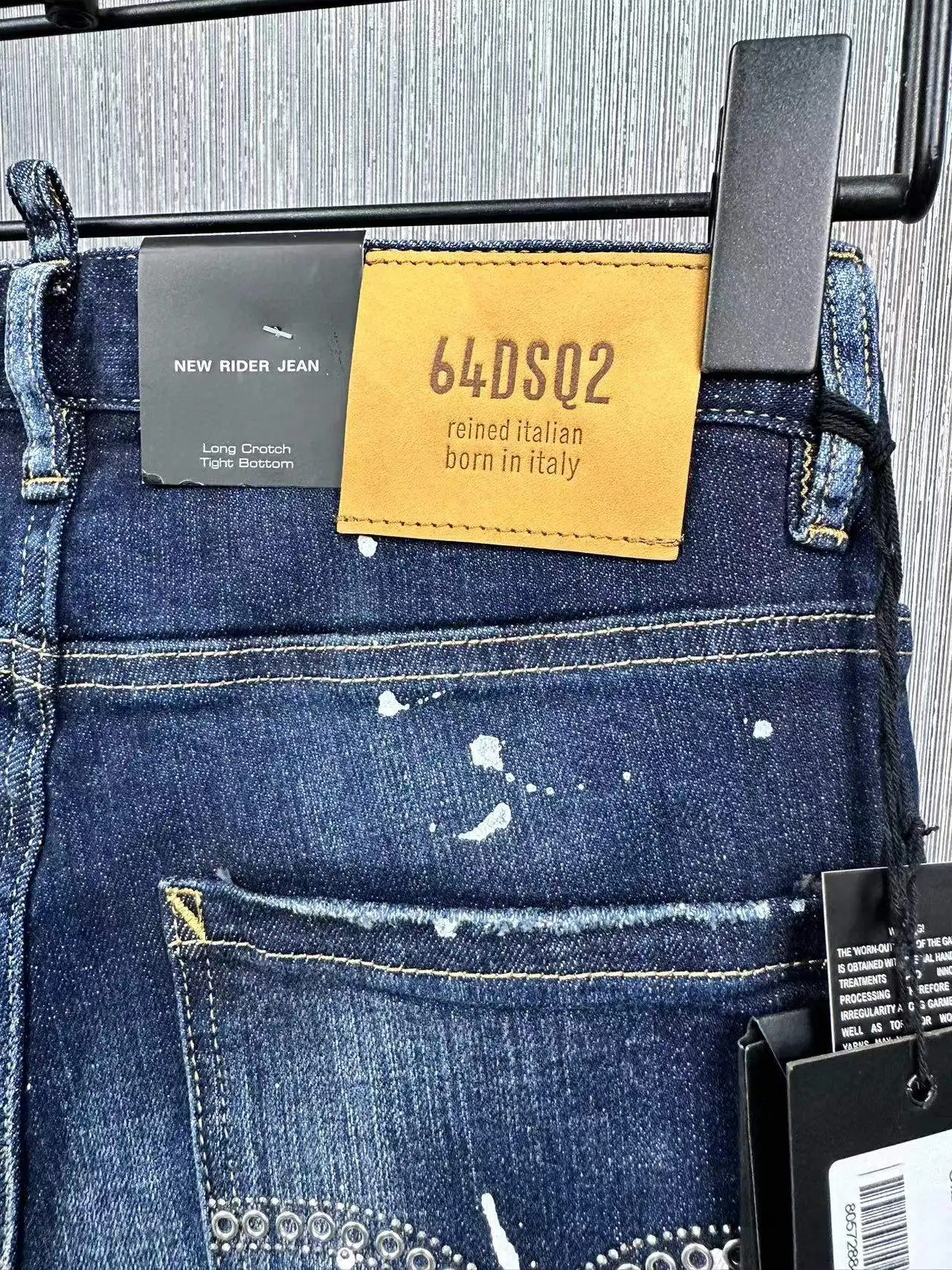 2023 new D2 jeans fashion slim stereo cut splash-ink old jeans shorts capris