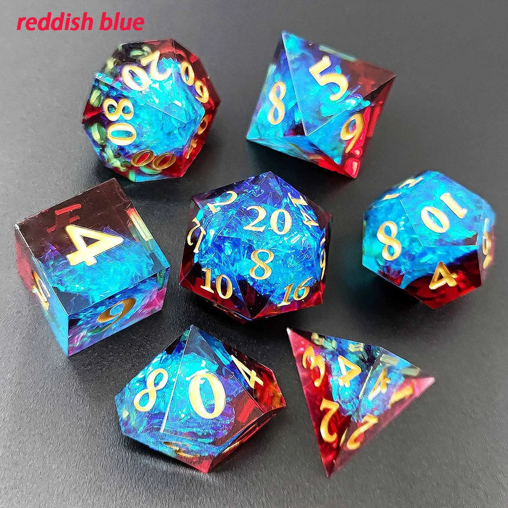 

7Pcs/Set New Resin Multiple colors Number Sharp Edge Dice Polyhedral Dice Suitable for Role-Playing RPG Board Game Card Game