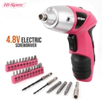 hi spec pink 4 8v cordless electric screwdriver wireless cordless drill driver battery screwdriver gun power tool with led light