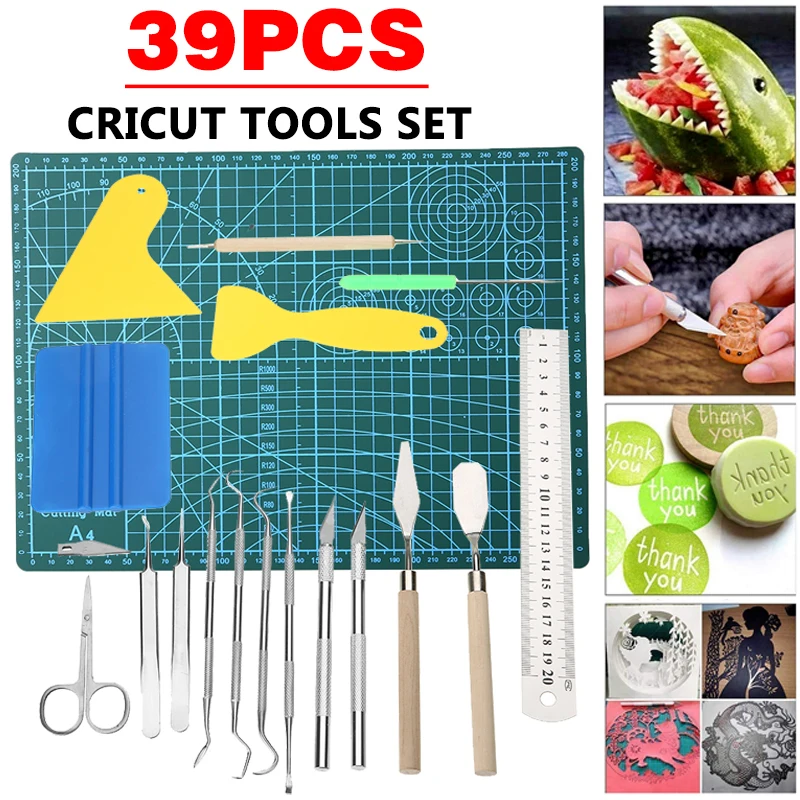 

39 шт. профессиональная плавающая резьба ассортимент инструментов для дома и школы Скрапбукинг Cricut набор инструментов Виниловый фон для рук...