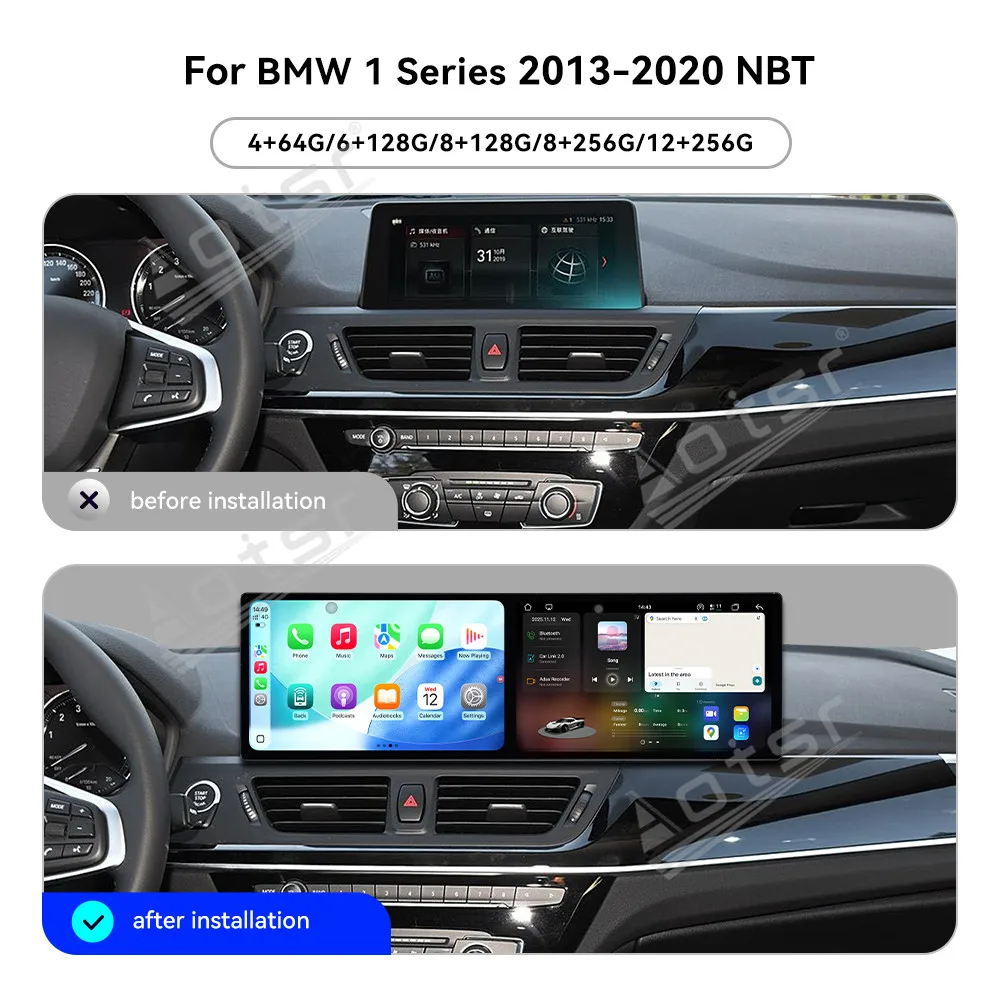 Фото Двойной 9,1-дюймовый Android 15 CarPlay радио для BMW 1 серии 2013-2020 NBT HD мультимедийный плеер с сенсорным экраном Автомобильный GPS Navi головное устройство №2