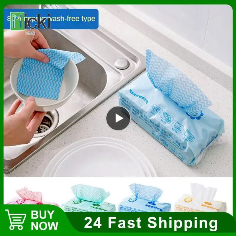 

Absorbent Dishwashing Towel Disposable Oil-free Cleaning Rag Withdrawable Cleaning Cloth Useful Things For Kitchen