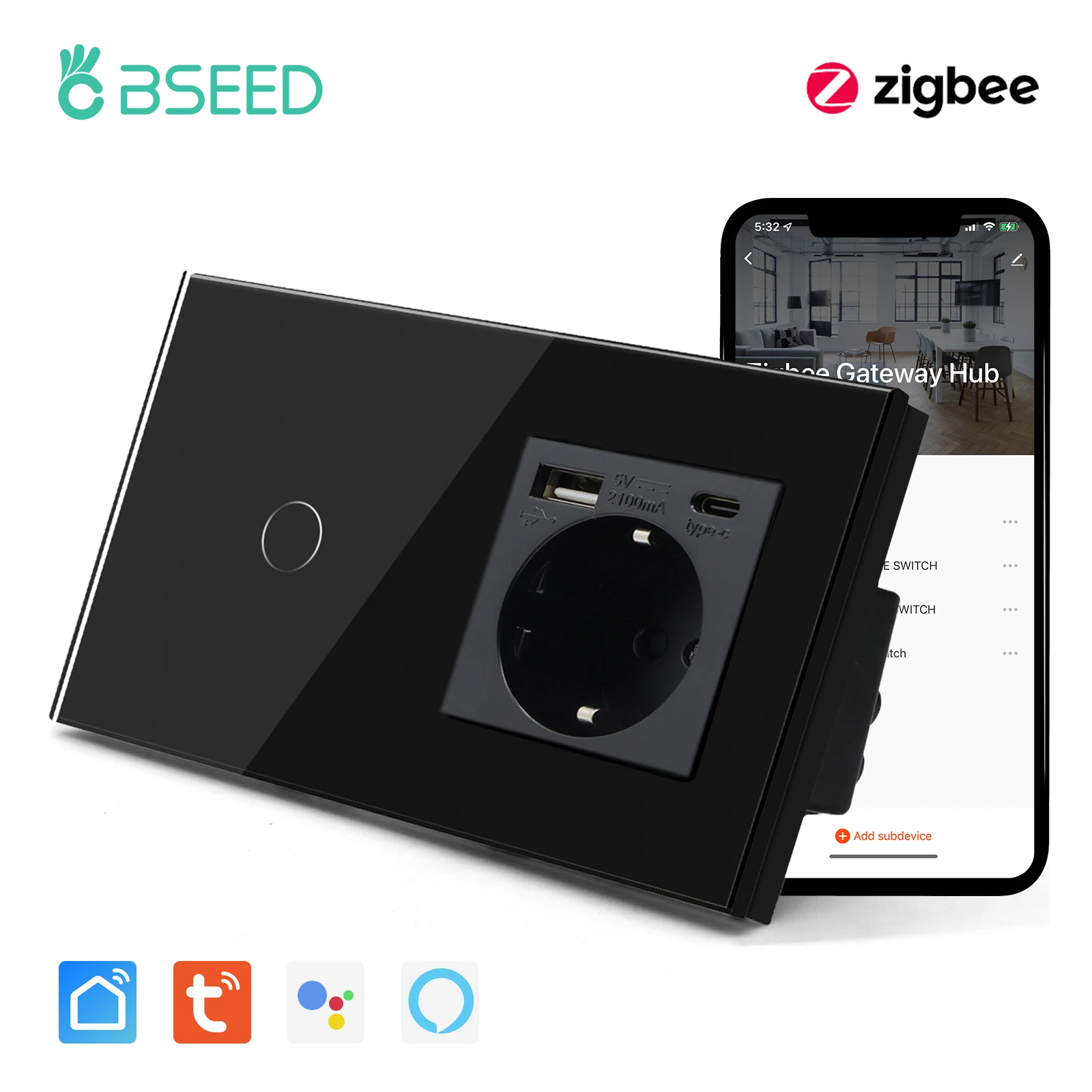 

Сенсорные выключатели BSEED Zigbee 1/2/3 клавиши