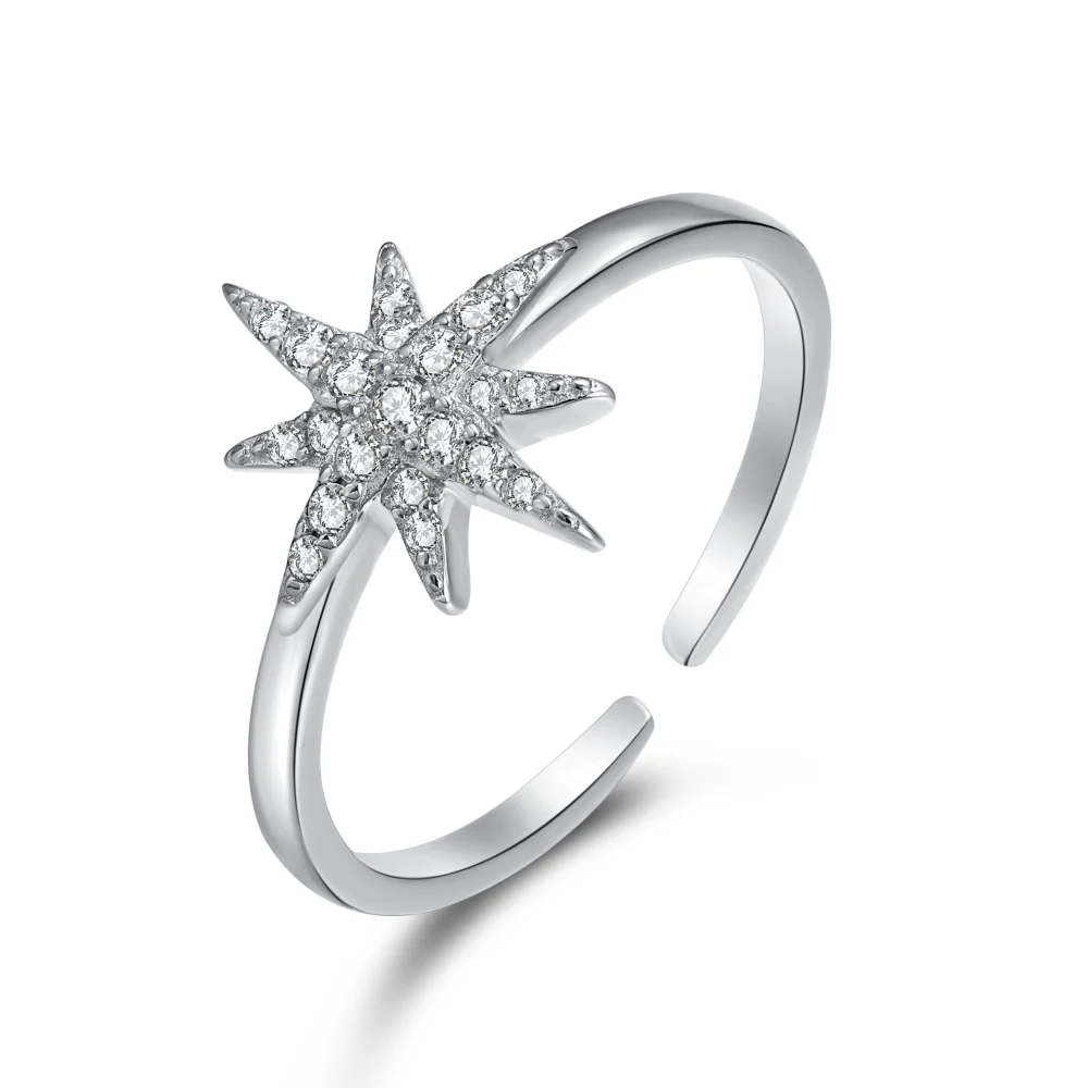 

Qianyi Six-pointed Star Diamond Wedding Jewelry For Women 925 Sterling Silver Adjustable Engagement Girl Gift Fashion Rings005