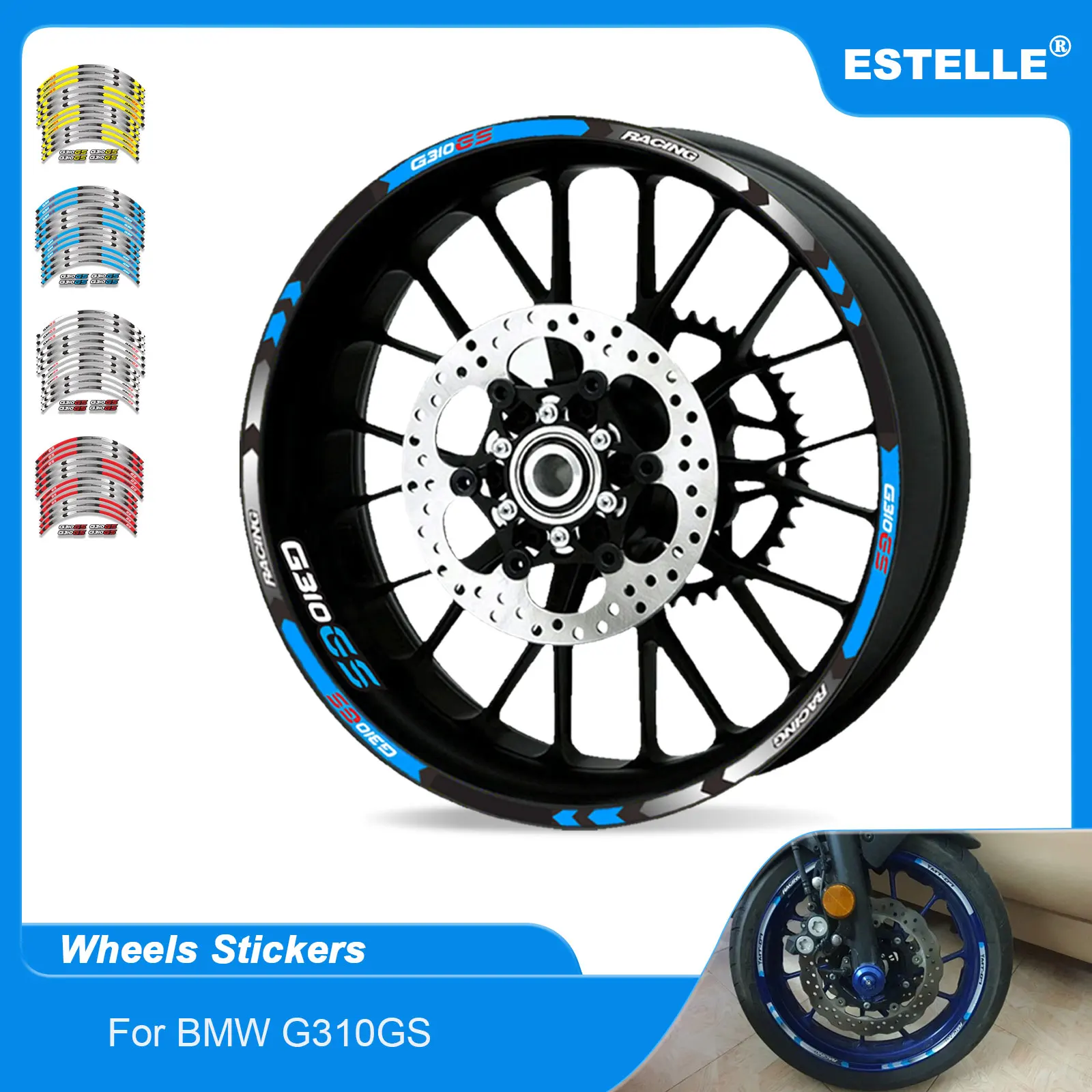 

Motorcycle Decorative Wheel Hub streak Tire waterproof Stripe Reflective Decal Stickers For 16-22 BMW G310GS G 310 GS G 310GS