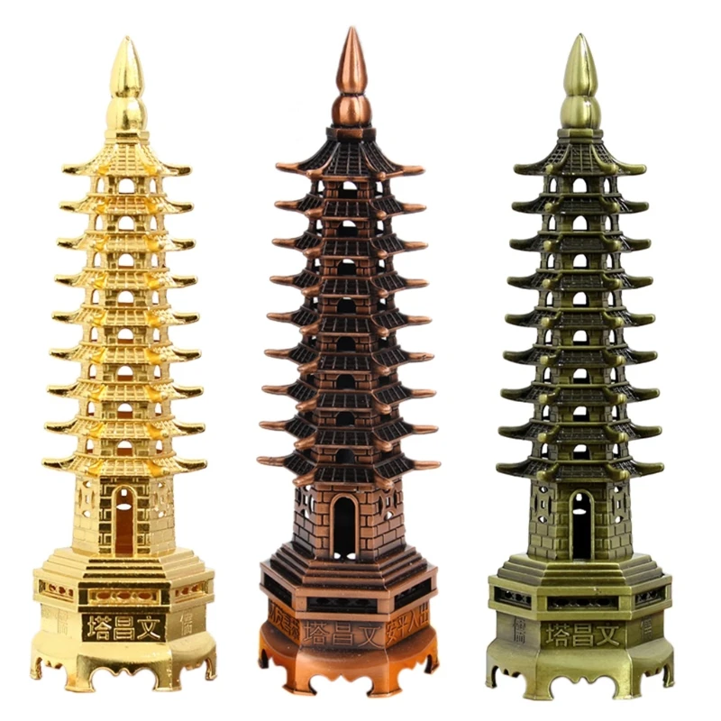 

Feng Shui Alloy 3D Model Chinese Wenchang Pagoda Tower Crafts Statue Decoration