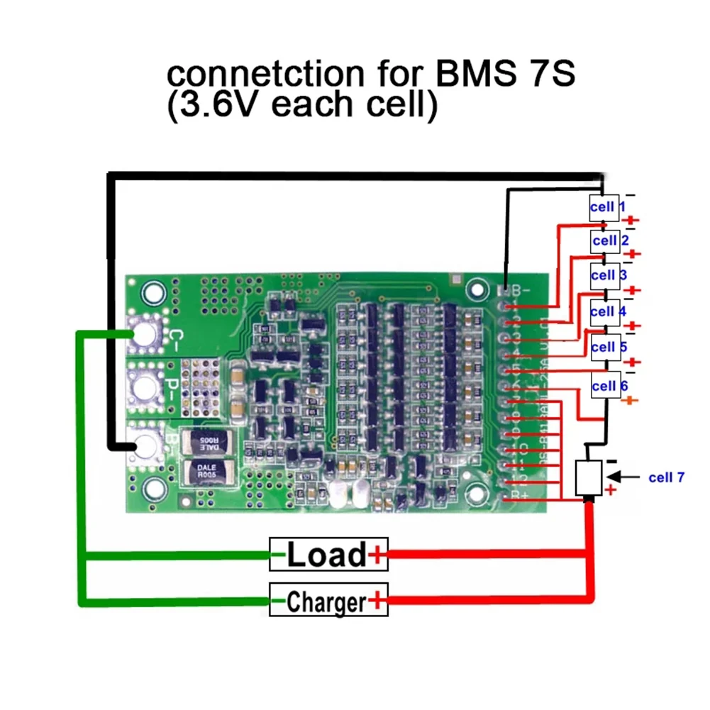 

1pc PCB Board BMS 6S-13S 25A Charging Module Battery Pack Protection Balancer Equalizer Universal Protection Board Power Tools