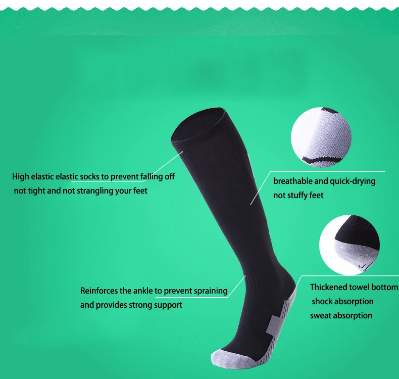 Voetbal Towel Bottom Knee High FootballAdult Socks Men Women Shock Absorption Non Slip Socks Breathable Sports Socks Running