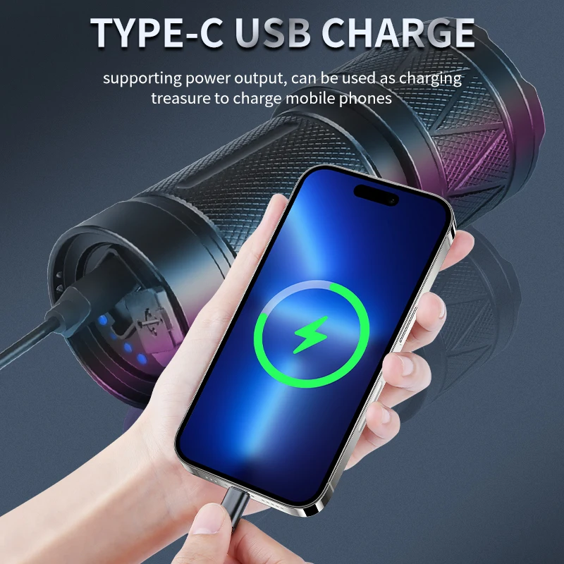 Белый лазерный небольшой стальной фонарик-пушка дальнего действия с крючком и