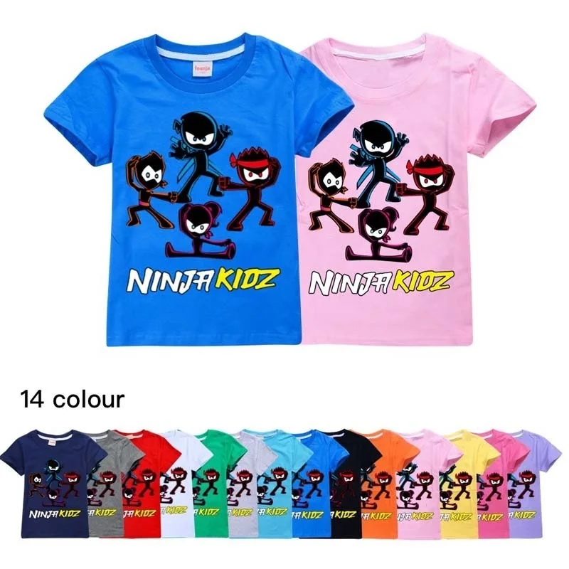 

Детская одежда Ninja Kidz B, хлопковые футболки с коротким рукавом 100-170 см, Детская толстовка, топ для подростков с мультяшным принтом, одежда для ...